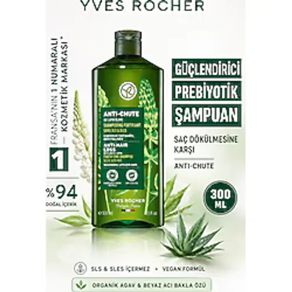 Yves Rocher Saç Dökülmesine Karşı Güçlendirici Prebiyotik Şampuan 300 ml - Agav Ve Beyaz Acı Bakla Özlü Dökülme Karşıtı