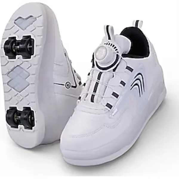 YVZ Patenli Işıklı Spor Ayakkabısı & Tekerlekli Sneakers Paten Ayakkabı Ortopedik Modeli Silikon Teker - Beyaz - 31