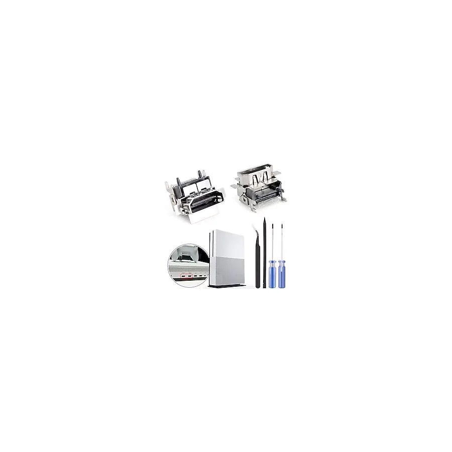 YWLRONG 2 paket HDMI bağlantı noktası değiştirme Xbox One S soket jakı arayüzü konektörü Xbox One S konsolu aksesuarları parçaları ile tamir kiti