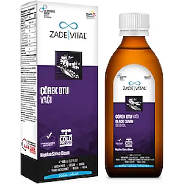 Zade Vital Çörek Otu Yağı 150 ML Sıvı Cam Şişe Türkiye Menşeli Doğal Yağ Takviyesi