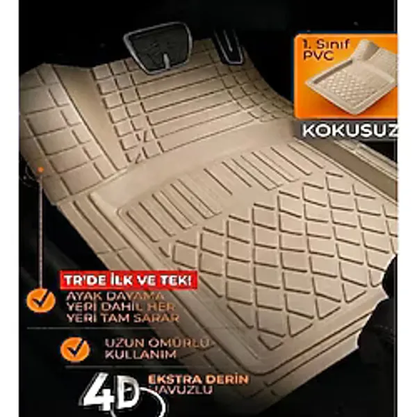 ZAFAKS Toyota Corolla Premium Üniversal Oto Paspas Bej 4d Havuzlu