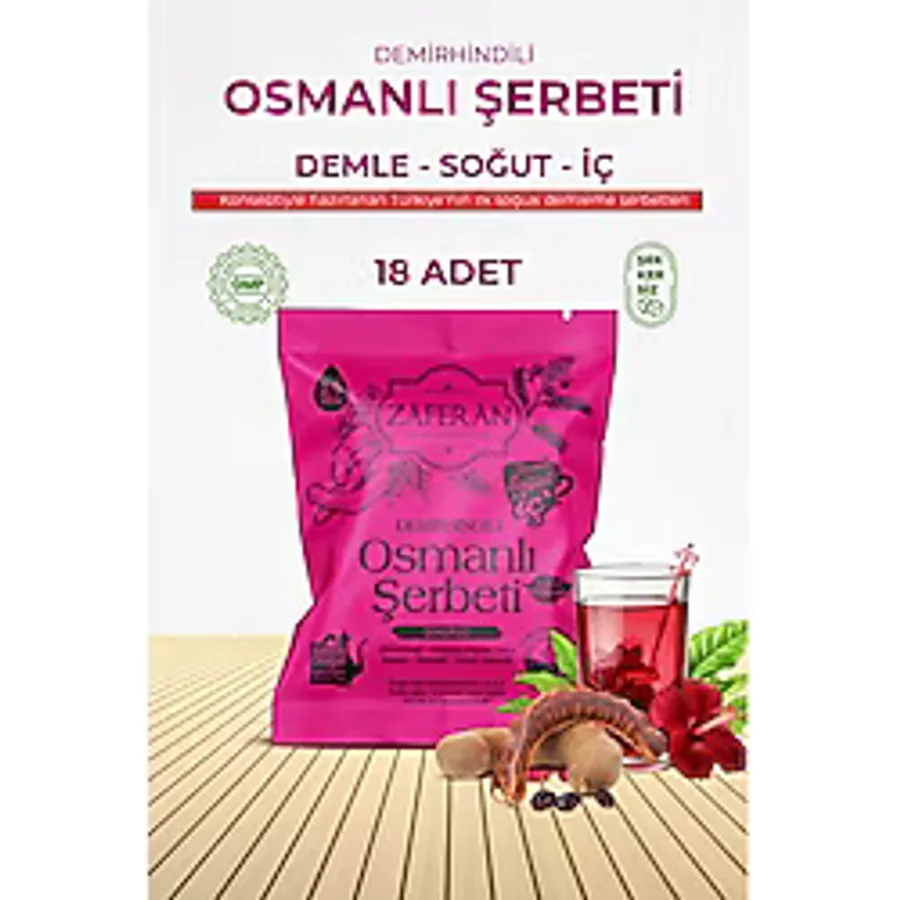 Zaferan Osmanlı Şerbeti 18x1.5 Lt. Demirhindi Şerbeti - Ramazan Şerbeti - 30 gr