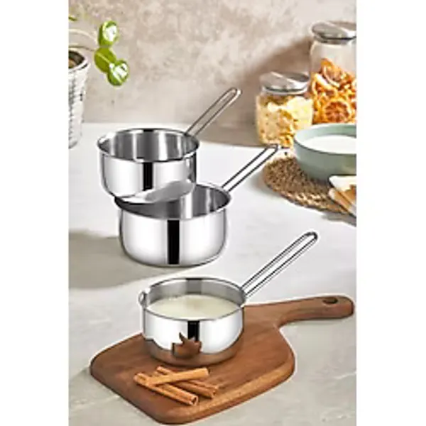 Zagori Çelik 3 Lü Kaçerola Sosluk Sütlük Mini tencere 12 Cm - 14 Cm - 16 Cm çelik Tek Ebat 16 cm