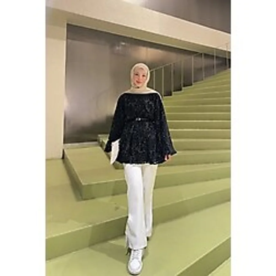 ZARERA TAŞLI TÜL FLOK BLUZ