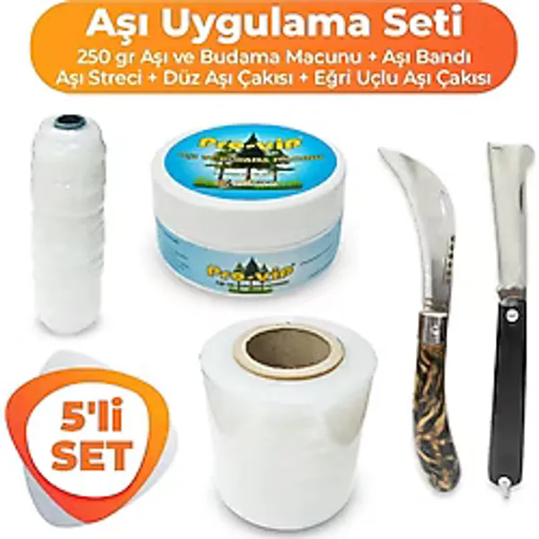 zargana 5'li Ağaç Aşılama Seti Aşı Uygulama Seti Aşı Macunu, Aşı Bandı, Eğri ve Düz Uçlu Aşı Çakısı