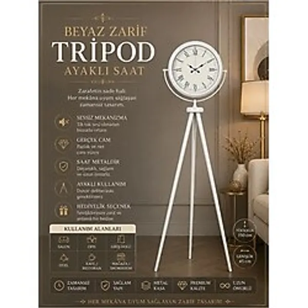 Zarif Roma Rakamlı Tripod Ayaklı Saat
