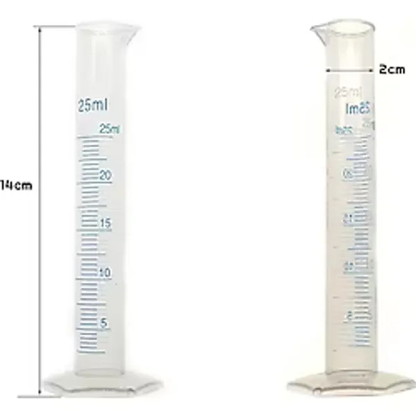 Zauss 25ML Kısa Form Silindir Plastik Polipropilen Mezür Kabartma - Çok Renkli