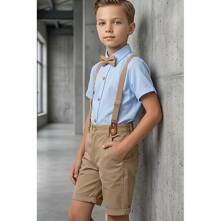 Zaziko Kids Erkek Çocuk Askılı Papyonlu Kısa Kollu Şortlu İkili Takım