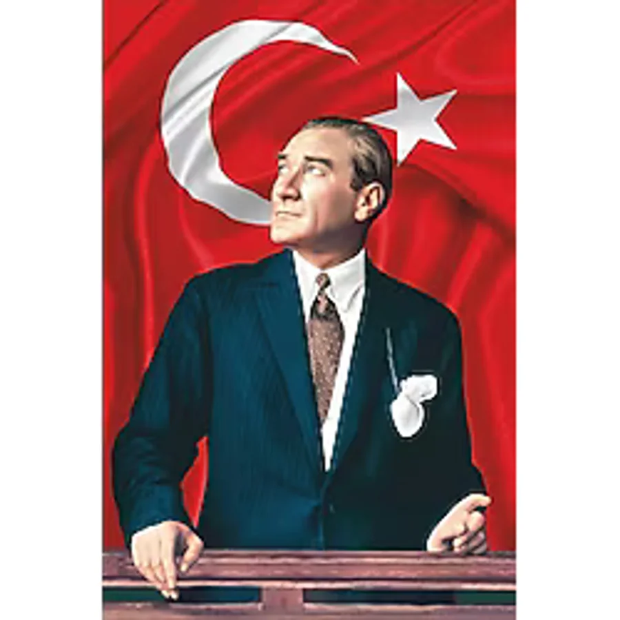 ZC Bayrak Atatürk Baskılı Türk Bayrağı Raşel Kumaş Dijital Baskı 150 x 225 cm