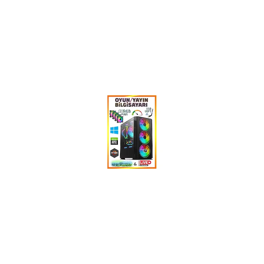 Zeiron C-Navik X30 Ryzen 5 5600 16GB Ram 512GB NVMe M.2 SSD RTX4060 Ekran Kartı Oyuncu Masaüstü Bilgisayar