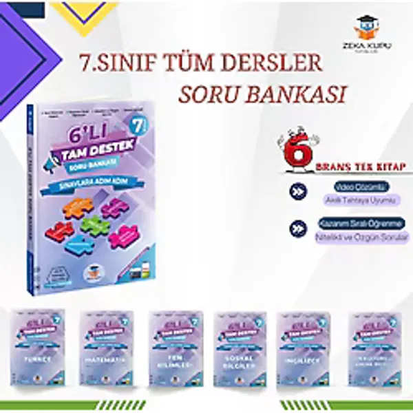 Zeka Küpü Yayınları 7.Sınıf 6'lı Tam Destek Tüm Dersler Soru Bankası