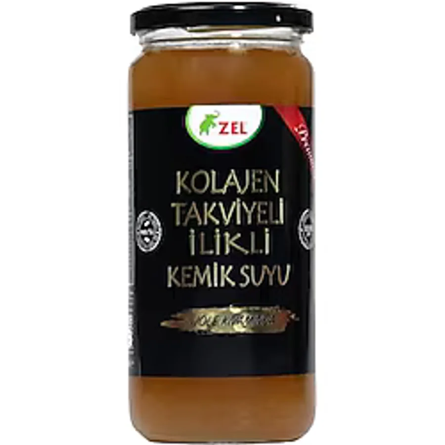 ZEL Kolajen Takviyeli İlikli Dana Kemik Suyu 480 ml - 14 Saat Kaynatılmış, 10.000 ppm Kolajen, Katkısız