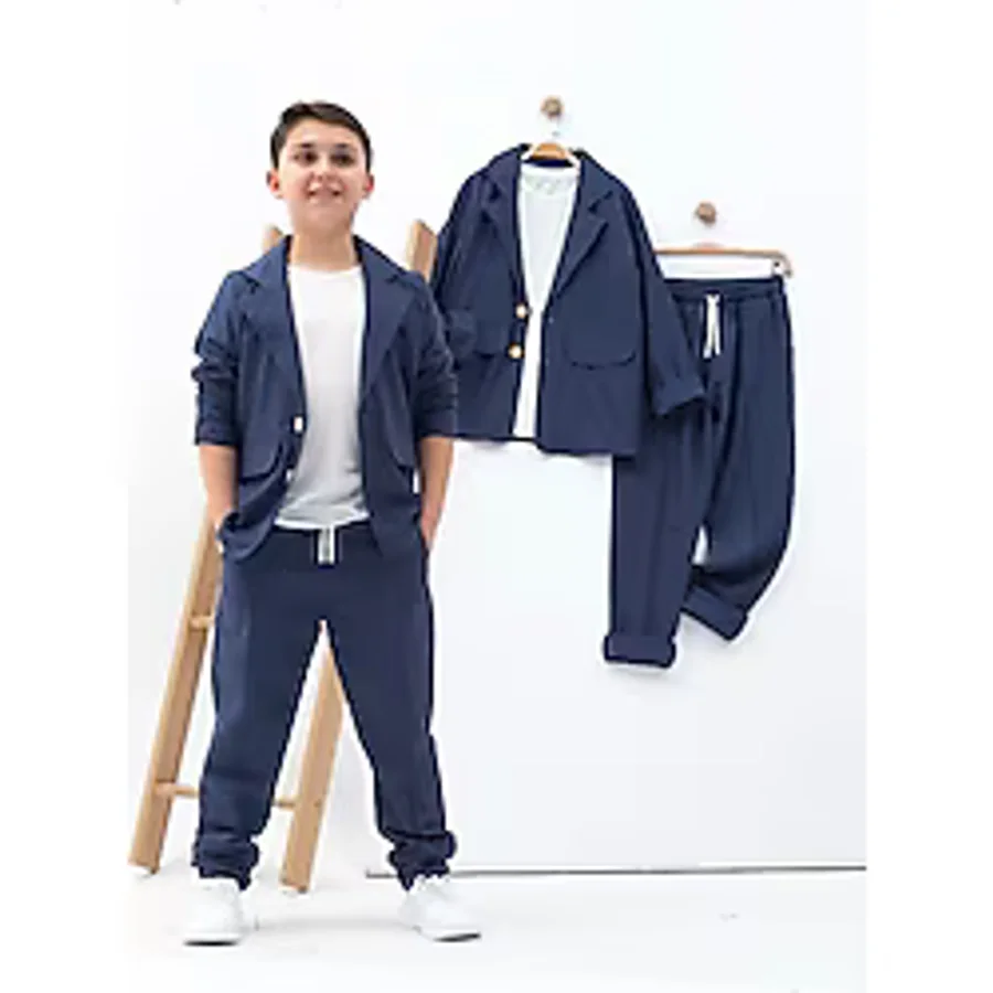 Zelhan Kids Erkek Çocuk Keten Takım Elbise - Alaçatı Lacivert - 3 - 4 Yaş