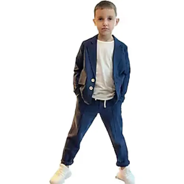 Zelhankids ERKEK ÇOCUK KETEN TAKIM ELBİSE lacivert 2-4 Yaş