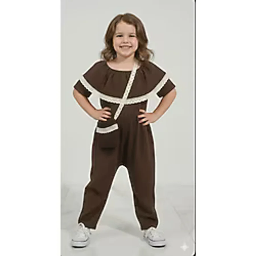 Zelhankids Kız Çocuk Müslin Kumaş Tulum (Çantalı)