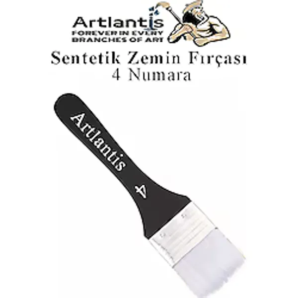 Zemin Fırçası 4 Numara 1 Adet Siyah Saplı Beyaz Fırça Kıllı Sentetik İpek Uçlu Kıl Akrilik Guaj Yağlı Boya Fırçası Zemin