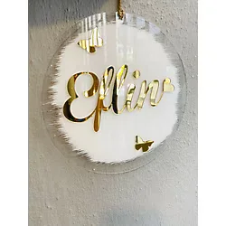 Zen Ahşap Tasarım pileksi bebek yenıdoğan kapı süsü