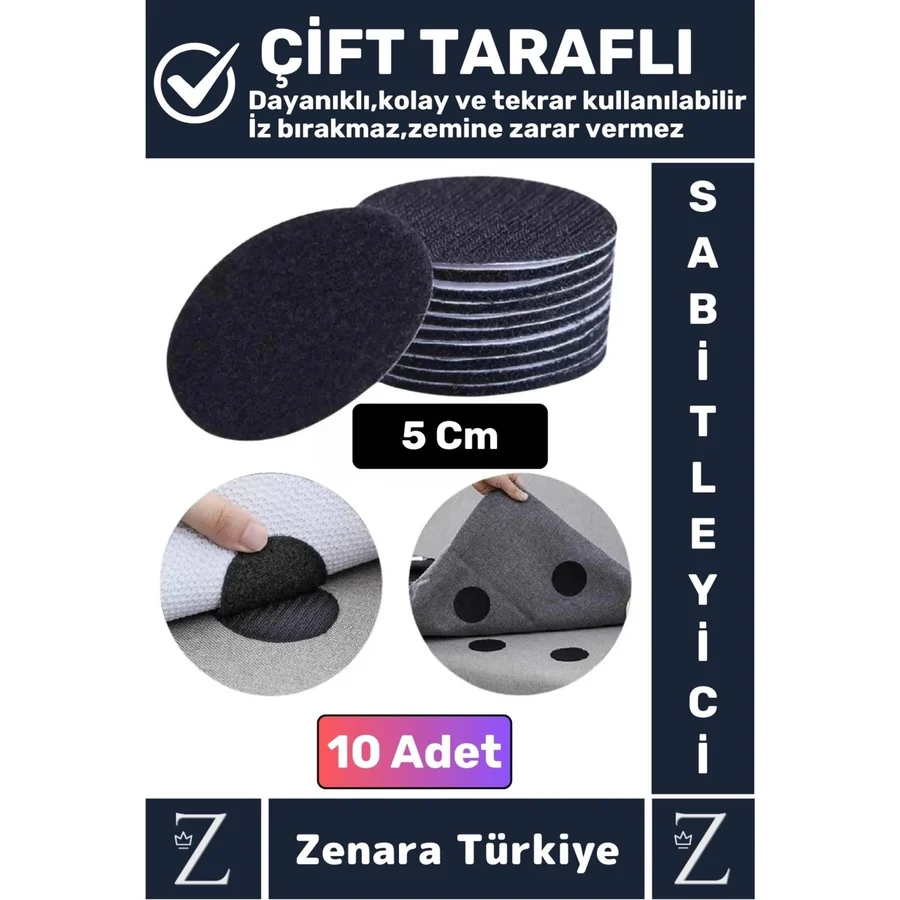 Zenara Kendinden Yapışkanlı Iz Bırakmaz Tekrar Kullanılabilir Pratik Halı Kilim Kaydırmaz Cırt Bant 10 Adet