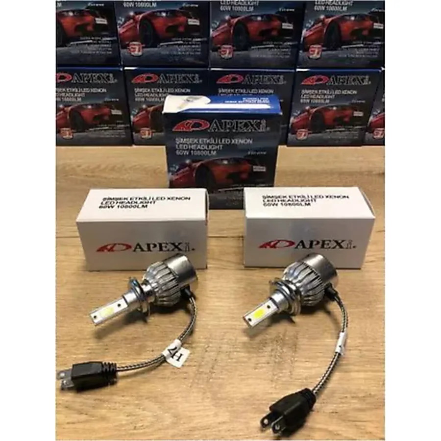 ZENON H7 APEXİ LED XENON-ŞİMŞEK ETKİLİ-10800 LM 6000K- YÜKSEK AYDINLATMA GÜCÜ