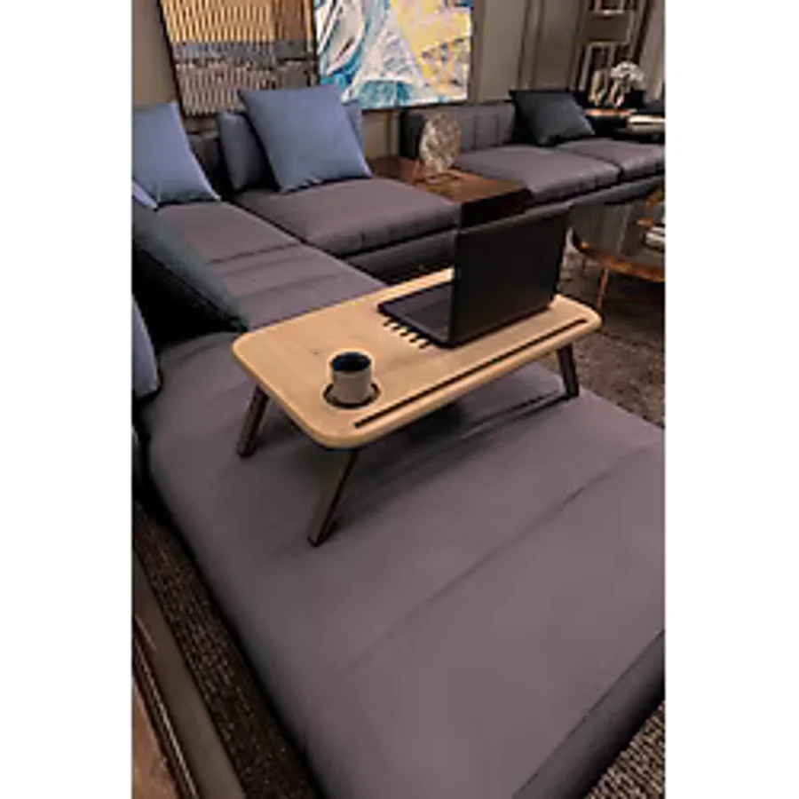 Zeo Wood Design Mdflam Laptop Sehpası - 60x35x20 - Safir Meşe