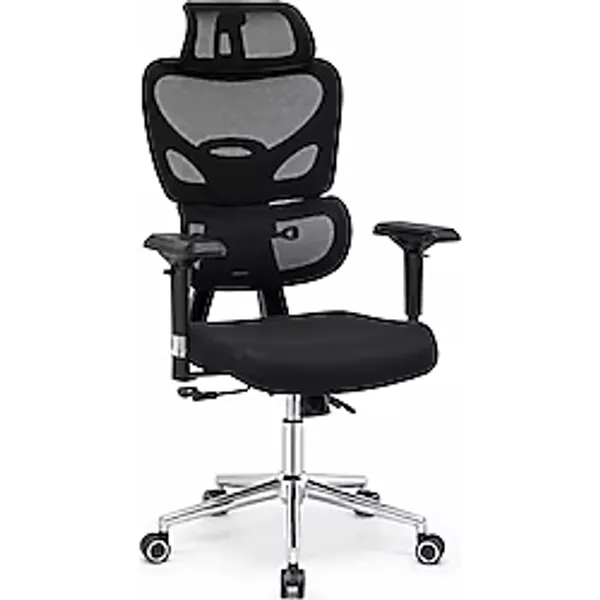 Zeon Büro Ofis Sistemleri // Comfort Ultra Black 4d Krom Kol Yönetici Koltuğu Ofis Çalışma Koltuğu - Siyah