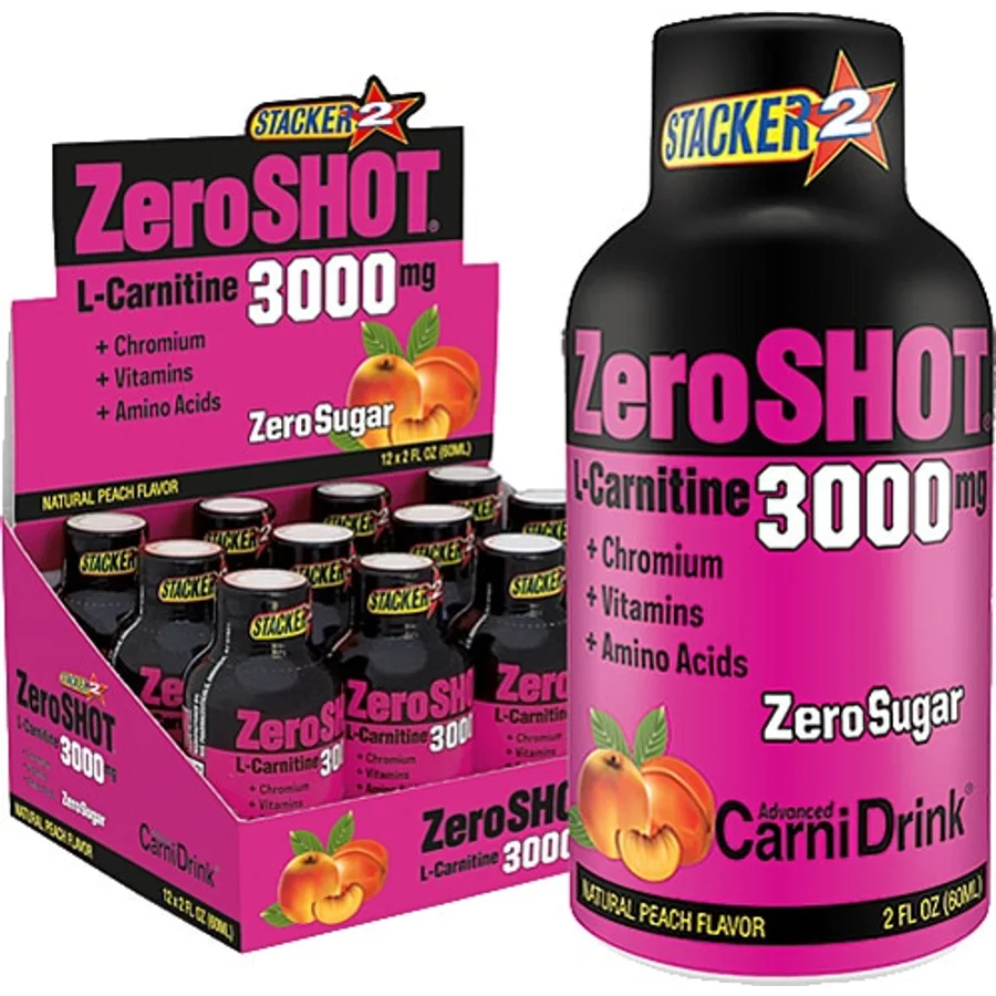 ZeroSHOT L-Carnitine 3000 mg 12 x 60 ml Şeftali Aromalı
