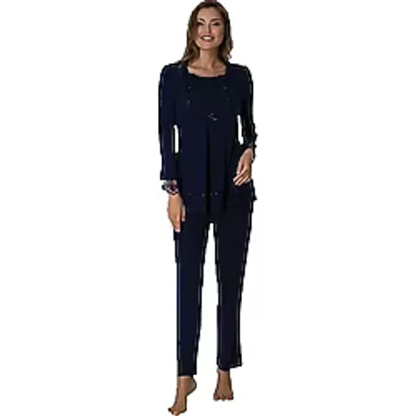 Zerre Bebe Kadın Lacivert Hamile Lohusa Pijama Takımı 2015, M, Effortt 2015-869DST0010683