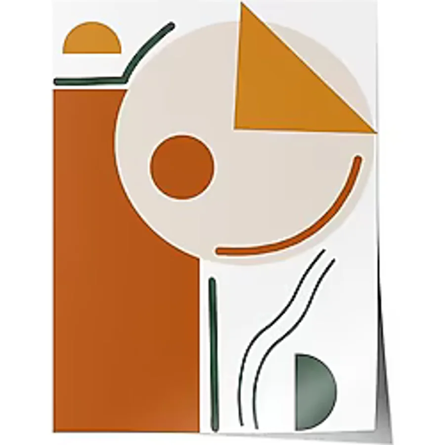 Zestia Çerçevesiz Poster, Renk Blokları ve Şekiller, Çalışma Odası Dekoru Poster No: 102368 50 x 70
