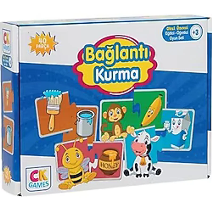 Zetka Ck Games Bağlantı Kurma Okul Öncesi Oyun Seti +3 Yaş Eğitici Öğretici 40 Parça Puzzle Oyun Seti - Renkli