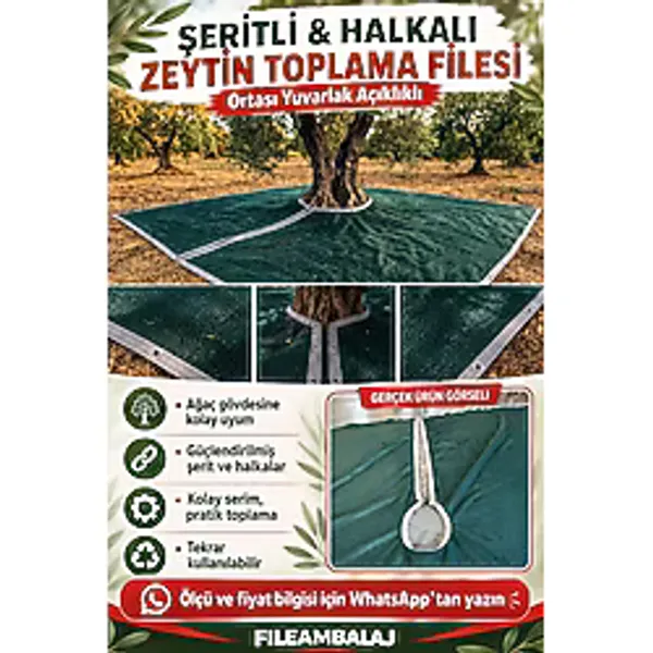 Zeytin - Dut - Ceviz Toplama Filesi - Ağaç Giydirmeli - Şeritli Halkalı