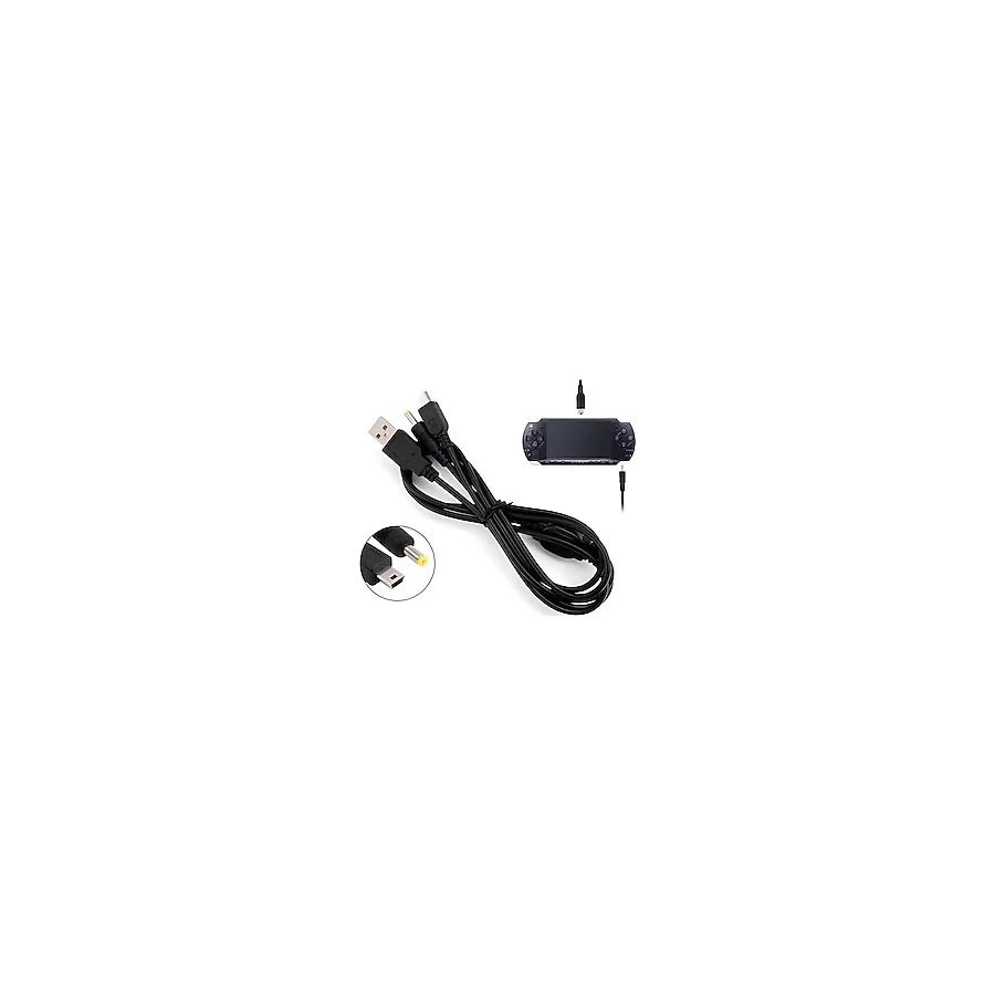 Zg Store Pop Konsol Psp Şarj ve Data Kablosu Psp 1000 2000 3000 E1004 Uyumlu Playstation Portable Film Video Müzik Oyun Transfer 2in1 USB Kablo