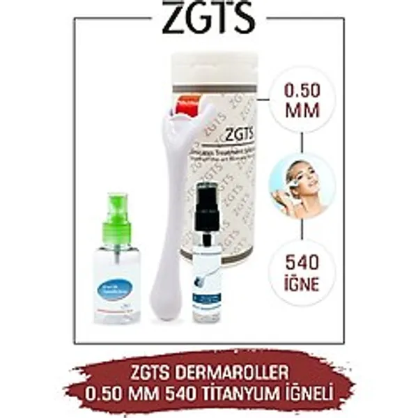 Zgts Dermaroller - 0,50 mm Ölçü - 540 Titanyum İğneli - Saç Sakal Yüz ve Cilt Bakım Derma Roller