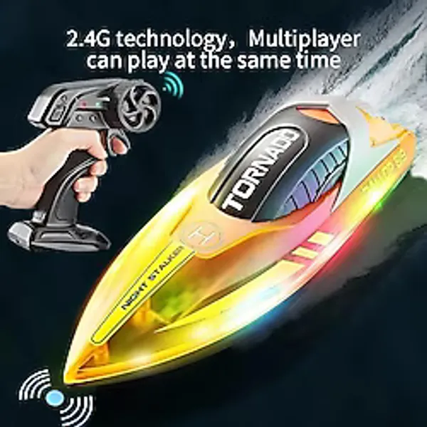 Zigver Yeni Uzaktan Kumandalı Tekne 2.4g Uzaktan Kumandalı Yüksek-Hız Teknesi LED Işık Tekne Şarj Edilebilir Çocuk Oyuncağı Hediye S