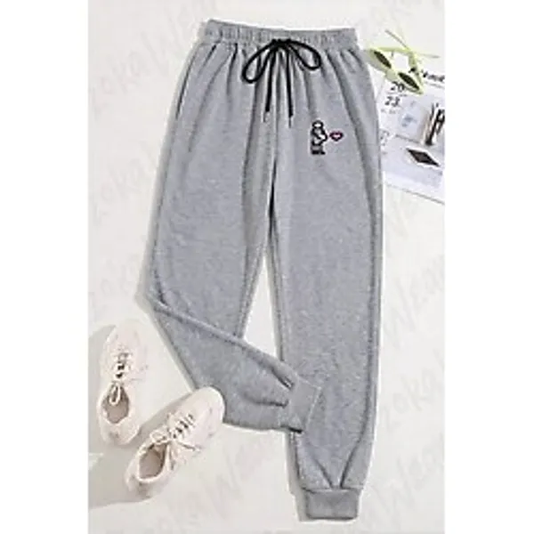 Zoka Wear Unisex Hamile Kadın Baskılı Eşofman Altı - Gri - S - M