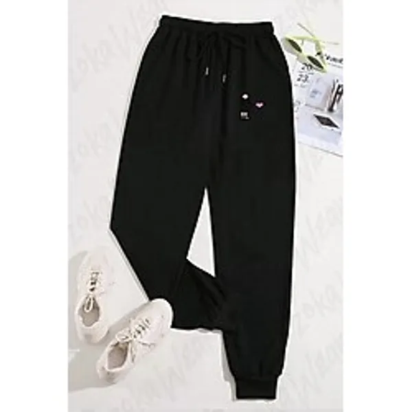 Zoka Wear Unisex Hamile Kadın Baskılı Eşofman Altı - Siyah - S - M