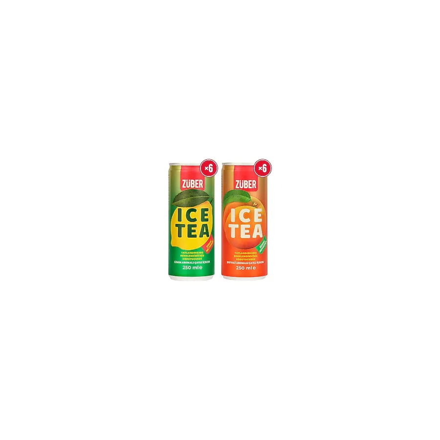 Züber Ice Tea Limon & Şeftali Soğuk Çay 250ml x 12 Adet