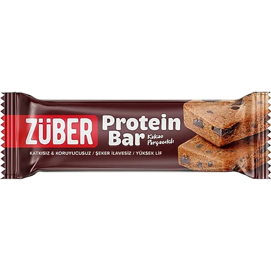 Züber Kakao Parçacıklı Protein Bar 35 gr 12 Adet