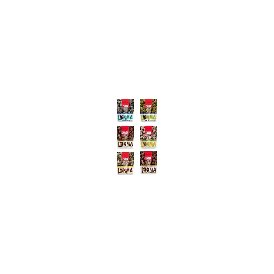 Züber Lokma Deneme Paketi 96g x 6 Adet (Hindistan Cevizi, Antep Fıstığı, Kakao, Limon, Fındık) - 96 gr