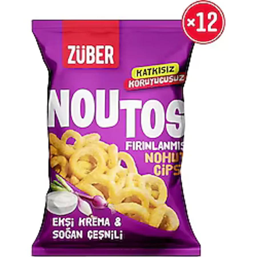 Züber Noutos Nohut Cipsi Ekşi Krema ve Soğanlı 55 gr X 12 Adet