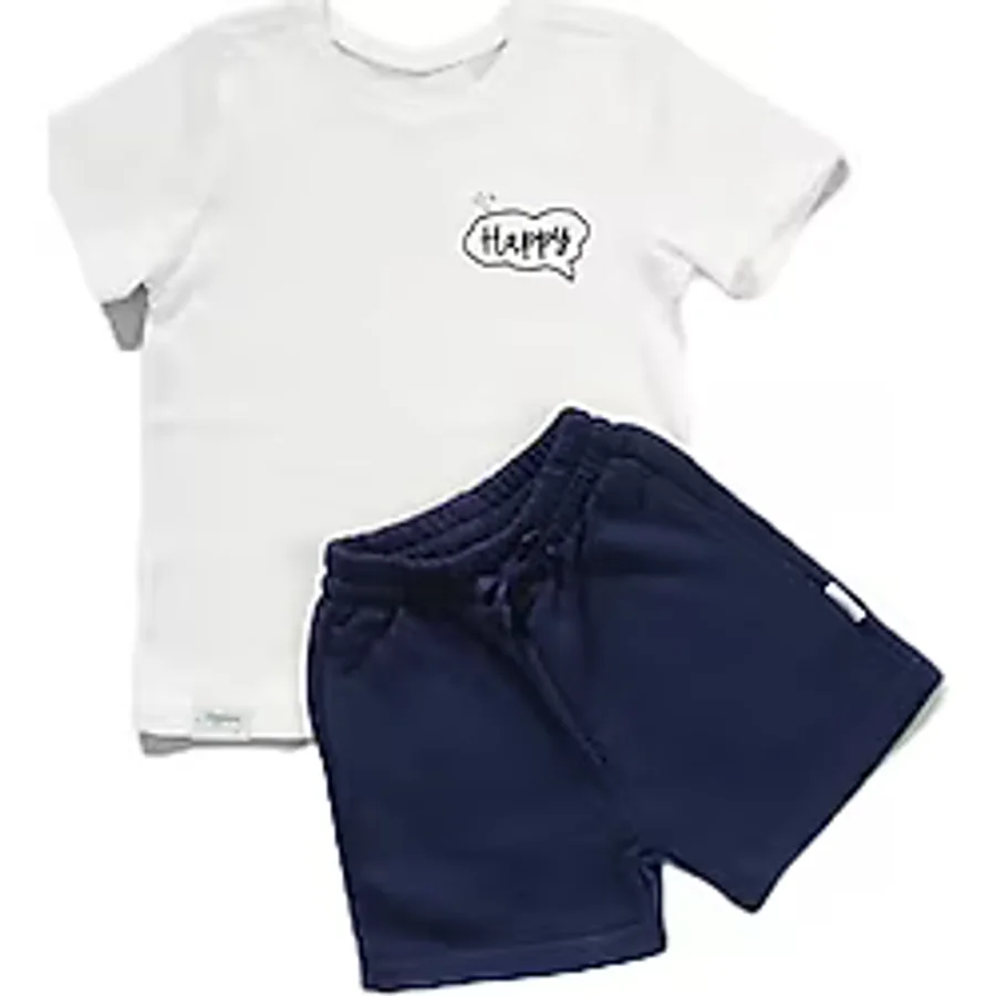 Zuppers 2li Organik Pamuk T-Shirt Şort Takım(0-4 Yaş) - Lacivert - 3-4 Yaş