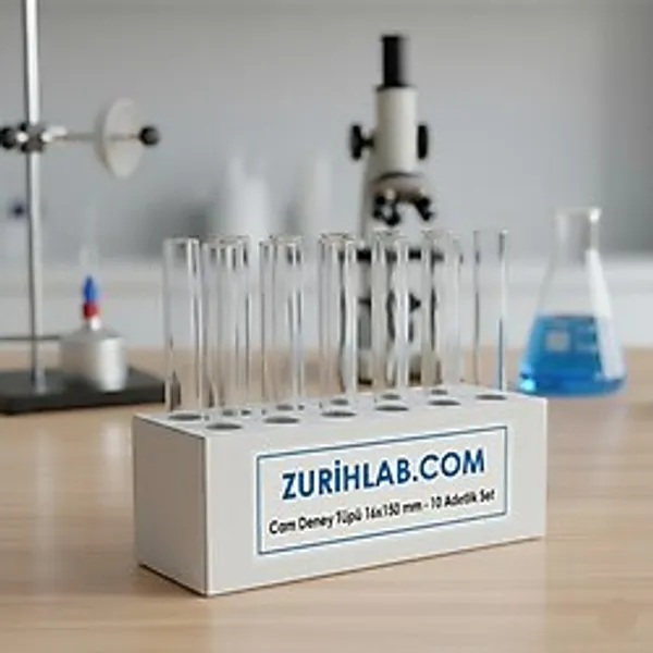ZURIHLAB Cam Deney Tüpü 16x150 mm - 10 Adetlik Set - Yüksek Kaliteli Laboratuvar Malzemesi