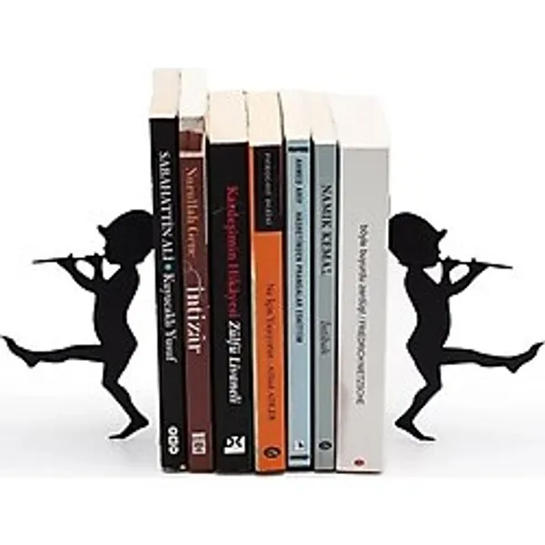 Zurnalı Adam Figürlü Metal Kitap Tutucu Siyah Kitap Desteği