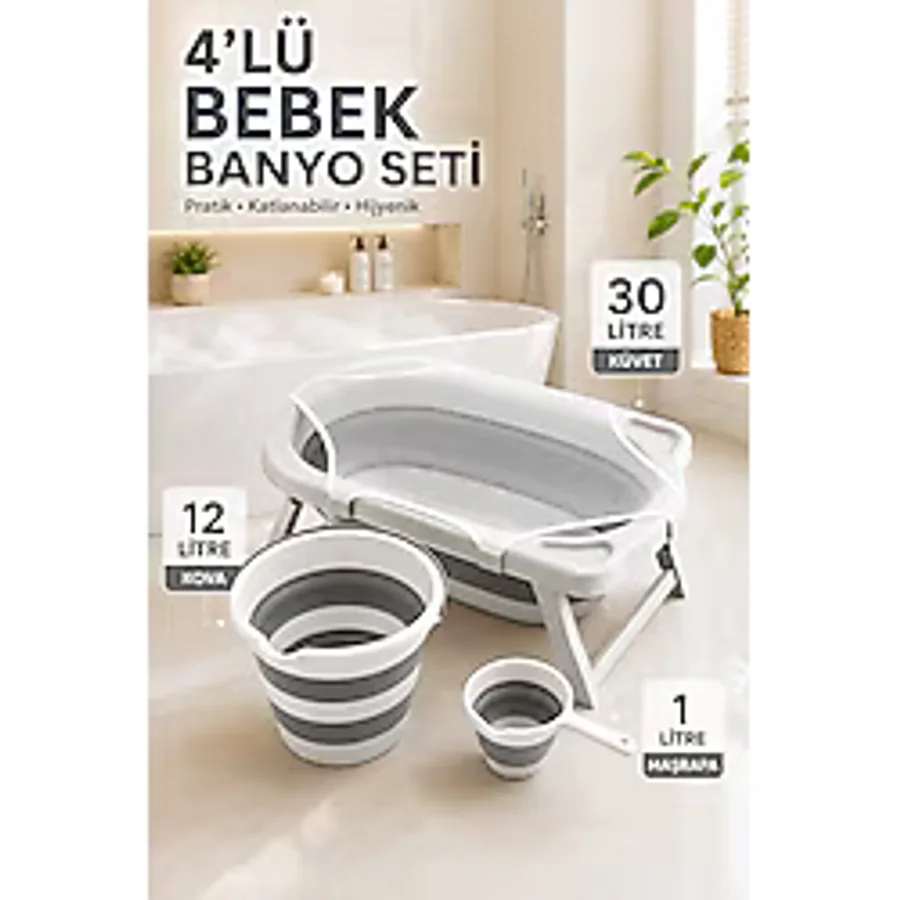 Zuu Baby Bebek Küveti Katlanır Banyo Seti Hediye Fileli