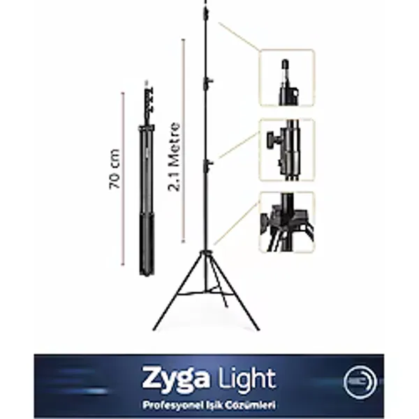 Zyga Tripod Işık Ayağı Projeksiyon Sunset Ring Halka Youtuber Tiktok 2.1 Metre